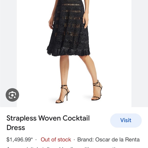 Oscar de la Renta Strapless Crochet Macrame Cocktail Dress - NWTags-size 6/8 - Picture 5 of 15